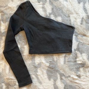 Princess Polly black one-sleeve longsleeve top- s